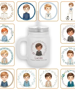 Jarra Pajita Personalizada Niño Comunión