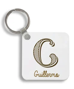 Alternative view of Llavero metal cuadrado personalizado con Inicial