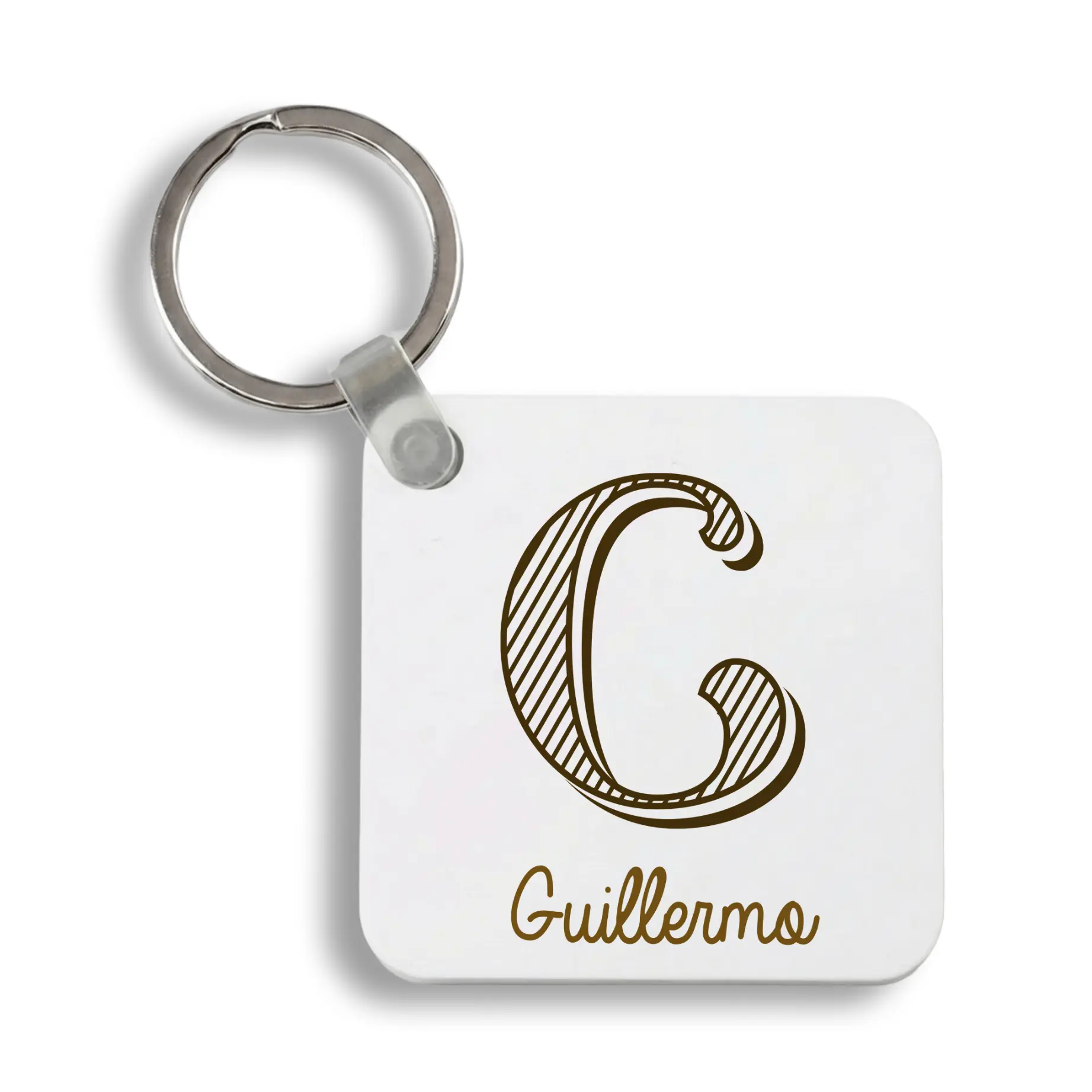 Llavero metal cuadrado personalizado con Inicial - Imagen 2