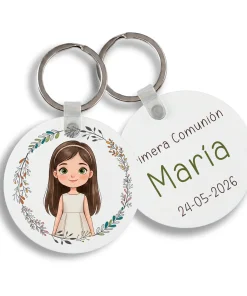 Alternative view of Llavero Metal Redondo personalizado Niña Comunión