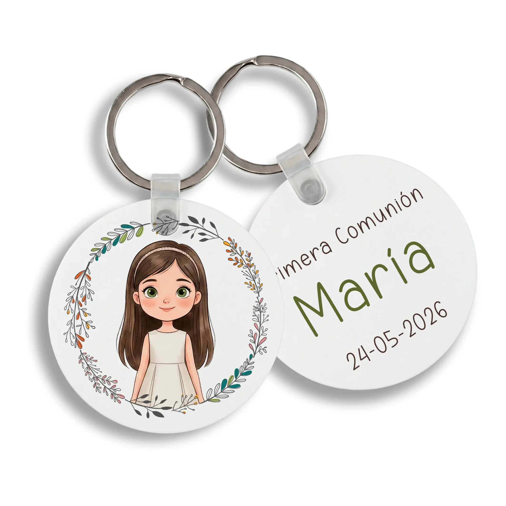 Llavero Metal Redondo personalizado Niña Comunión - Imagen 2