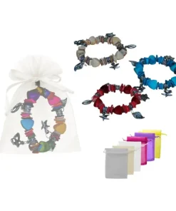 Pulsera de nácar con abalorios y bolsa de tul