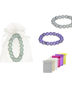 Pulsera de perlas blancas o colores con brillantes y bolsa de tul