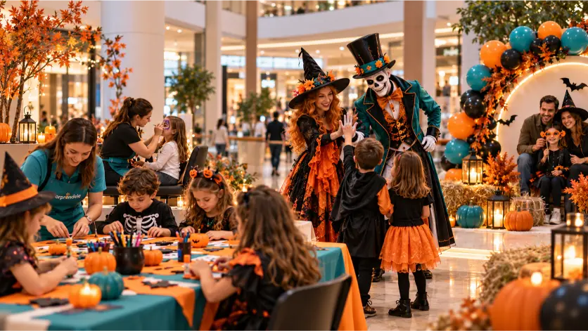 Evento familiar de Halloween organizado por Sorpréndele en un centro comercial